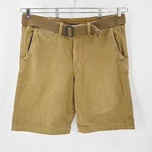 American Eagle khaki chino shorts with belt longer length preppy nautical summer
